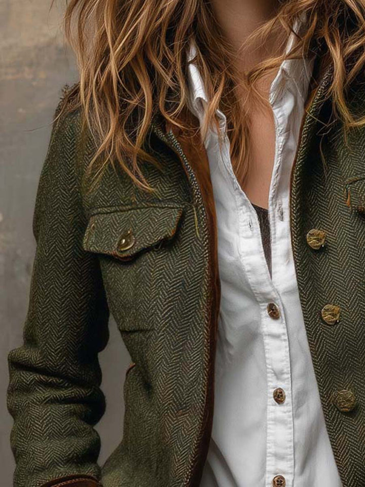 Maryse | Fiskbensmönstrad tweedkavaj